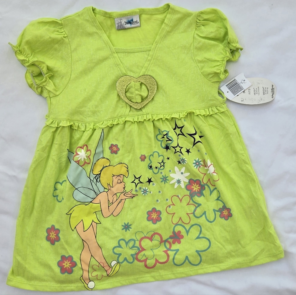Disney Tinkerbell Lime Green Shirt Size 6